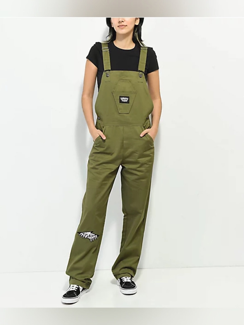 NWT Lurking Class by Sketchy Tank Terror Olive Green Overalls - Size Large